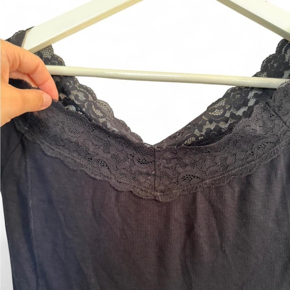 Free People Black Lace Trim Top - Picture 3 of 7